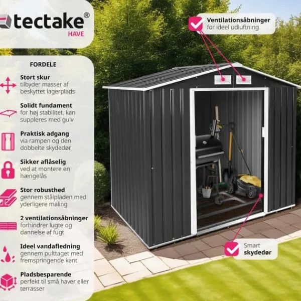 Outlet Haveskur med sadeltag - grå/hvid Skure, Garager & Carports