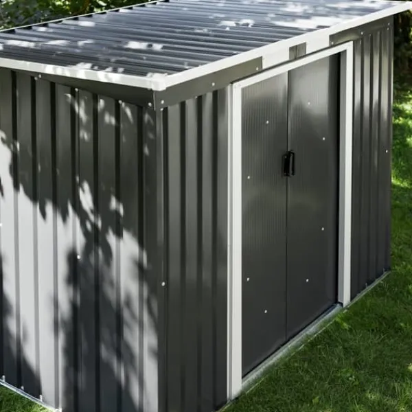 Clearance Haveskur med skråt tag - grå/hvid Skure, Garager & Carports