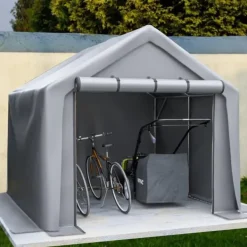 Skure, Garager & Carports^Haveskur og cykelskur 244x241x217 cm haveopbevaringstelt værktøjsskur mørkegrå