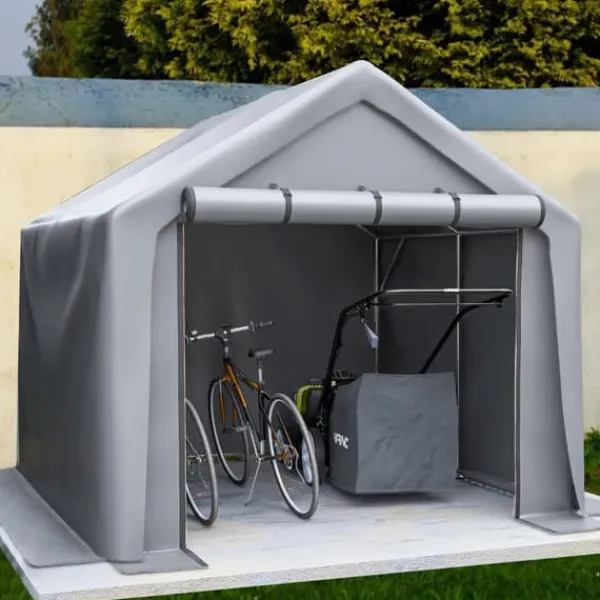 Skure, Garager & Carports^Haveskur og cykelskur 244x241x217 cm haveopbevaringstelt værktøjsskur mørkegrå