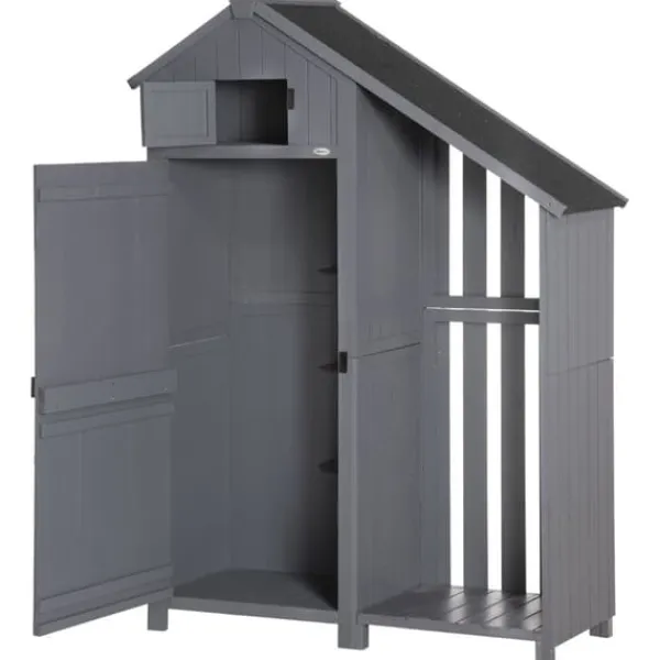 Clearance Haveskur, Træ, 129x51,5x180 cm, Grå og Sort Skure, Garager & Carports