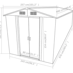 Skure, Garager & Carports^Haveskur 257x990x181 cm galvaniseret stål grå - Haveskur - Haveskure - Home & Living