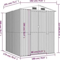 Skure, Garager & Carports^Haveskur 192x191x223 cm galvaniseret stål mørkebrun - Haveskur - Haveskure - Home & Living