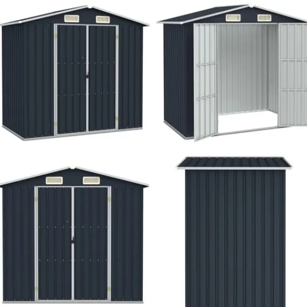 Skure, Garager & Carports^Haveskur 205x129x183 cm galvaniseret stål antracitgrå - Haveskur - Haveskure - Home & Living