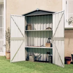 Skure, Garager & Carports^Haveskur 116x45x175 cm galvaniseret stål grå - Haveskur - Haveskure - Home & Living