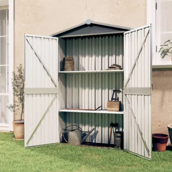 Skure, Garager & Carports^Haveskur 116x45x175 cm galvaniseret stål grå - Haveskur - Haveskure - Home & Living
