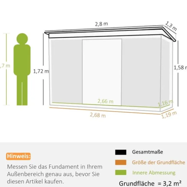 Clearance Haveskur, 280x130x172 cm, Grøn Skure, Garager & Carports