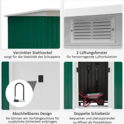 Clearance Haveskur, 280x130x172 cm, Grøn Skure, Garager & Carports