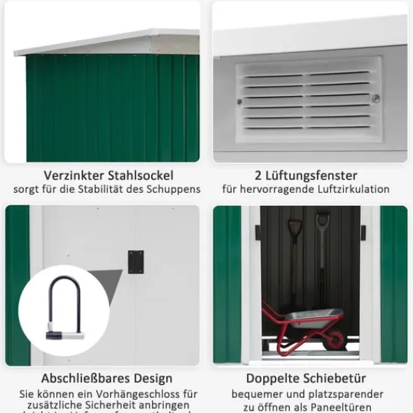 Clearance Haveskur, 280x130x172 cm, Grøn Skure, Garager & Carports