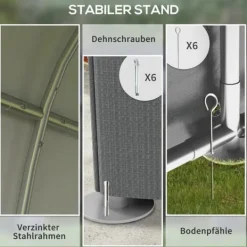 Haveskur/opbevaringstelt, robust og vejrbestandigt, stålramme, 1,2×1,8×1,6 m, mørkegrå Skure, Garager & Carports