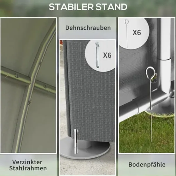 Haveskur/opbevaringstelt, robust og vejrbestandigt, stålramme, 1,2×1,8×1,6 m, mørkegrå Skure, Garager & Carports