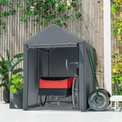 Haveskur/opbevaringstelt, robust og vejrbestandigt, stålramme, 1,2×1,8×1,6 m, mørkegrå Skure, Garager & Carports