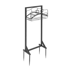 Plantestativer^Haveslangeholder - Fritstående slangestativ - Jern - Med jordspyd - Bæreevne 22,68 kg - Mål 38×18×86 cm - Samlet højde 106 cm - Sort