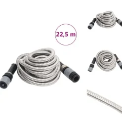 Hot Haveslanger - Living haveslange med sprøjtedyse 0,6" 22,5 m rustfrit stål sølvfarvet Vanding