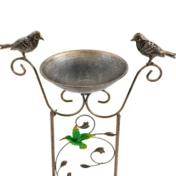 Clearance Have-spalier - Klatrestativ med fuglebad - Højde 100 cm - Metal - Fuglemotiv - Fuglebad 5 cm dyb - Jordspyd 17 cm - Vandtæt - Rød Til Fugle & Småvildt