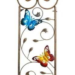 Til Fugle & Småvildt^Havespalier/klatrestativ med fuglebad - Sommerfuglemønster - Metal, vandtæt - Højde 100 cm - Jordspyd 17 cm - Fuglebad dybde 5 cm - Hvid