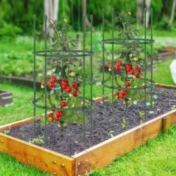 New Havestativ, 3-pak Havestativ 40"/60" Høje Plantestøttestativer med Klemmer og Bånd-S, 20x40"/20x60", Grøn Krukker & Plantebeholdere
