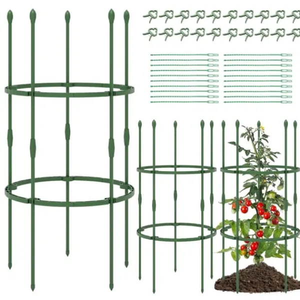 New Havestativ, 3-pak Havestativ 40"/60" Høje Plantestøttestativer med Klemmer og Bånd-S, 20x40"/20x60", Grøn Krukker & Plantebeholdere