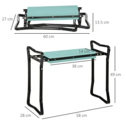 Havestol, sammenklappelig, EVA/stål, maks. 150 kg, 58x28x49 cm, mørkegrøn Støtte Med Hjul, Sæder & Knæbeskyttelse Til Havepleje