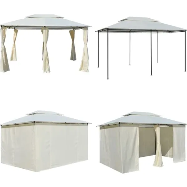 Telte & Lysthuse^Havetelt med gardiner 4x3 m hvid - Havepavillon - Havepavilloner - Home & Living