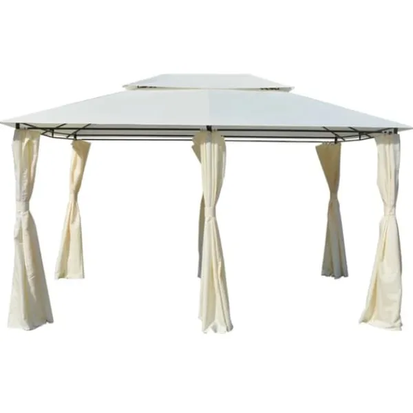 Telte & Lysthuse^Havetelt med gardiner 4x3 m hvid - Havepavillon - Havepavilloner - Home & Living