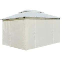 Telte & Lysthuse^Havetelt med gardiner 4x3 m hvid - Havepavillon - Havepavilloner - Home & Living