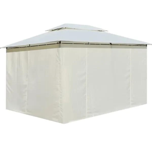 Telte & Lysthuse^Havetelt med gardiner 4x3 m hvid - Havepavillon - Havepavilloner - Home & Living