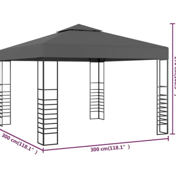 Clearance Havetelt 3x3 m antracitgrå - Havepavillon - Havepavilloner - Home & Living Telte & Lysthuse