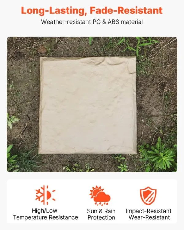Havesten & Trædesten^Havetrædesten - Trinsten - Sæt med 4 - 39,5 x 39,5 cm - Vejrbestandig plast - Med jordspyd - Til gangsti i have/terrasse - Beige