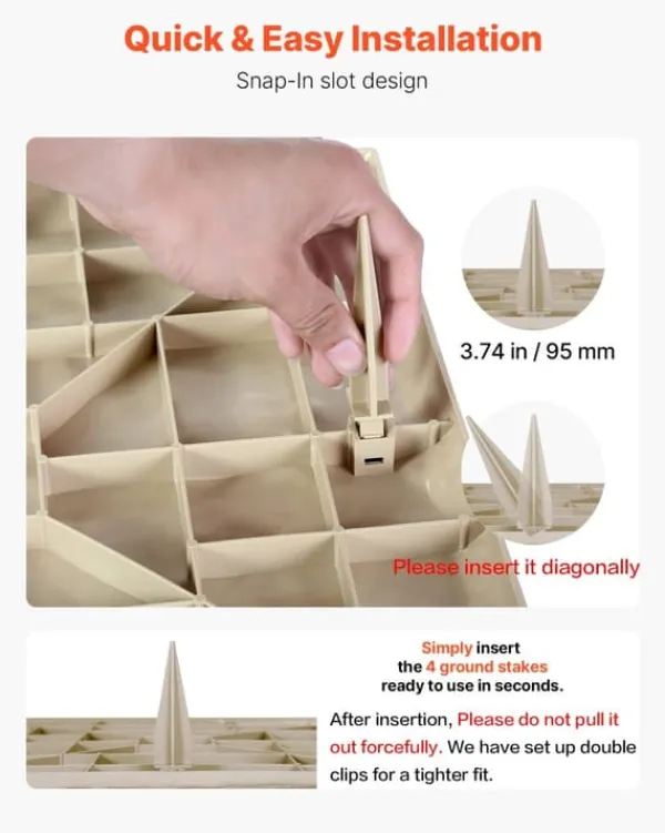 Havesten & Trædesten^Havetrædesten - Trinsten - Sæt med 4 - 39,5 x 39,5 cm - Vejrbestandig plast - Med jordspyd - Til gangsti i have/terrasse - Beige
