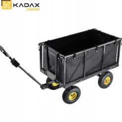 Haveværktøj^Havevogn, Pulverlakeret metalmateriale, 450 kg kapacitet, Dimensioner 96x51x72 cm, Mønstret hjul for stabilitet, Netvægge med PVC presenning