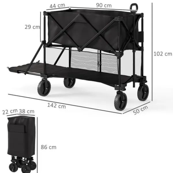Outlet Havevogn, 142x50x102 cm, Sort Haveværktøj