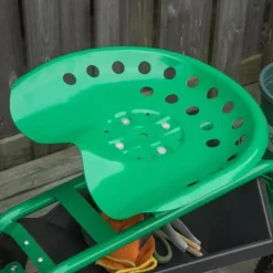Hot Havevogn/værkstedsvogn med roterende sæde & kurv, højdejusterbar, 150 kg, grøn, 81×44,5×46–59 cm Støtte Med Hjul, Sæder & Knæbeskyttelse Til Havepleje