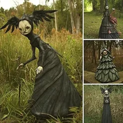 Sale Heksefigur Statue Harpiks Uhyggelig Hekse Skulpturer Havedekoration til Hjem Terrasse Have Græsplæne Veranda Havedekorationer