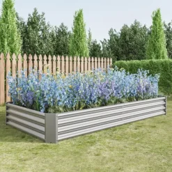 Krukker & Plantebeholdere^Høj metalplantage, robust stålplade havebed, rustfast og holdbart design, baseløs kasse, perfekt til grøntsager, krydderier og blomster