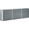 Plantningsbænke^Høj plantekasse i galvaniseret stål - Ideel til planter | Størrelse: 240x40x77 cm | Farve: Grå