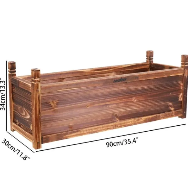 Sale Højbed - Plantekasse - Træ - Str. L - Til Indendørs og Udendørs - Grøntsager & Urter - 1 Niveau - Mørkebrun Plantningsbænke