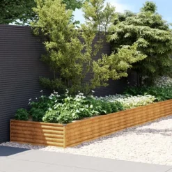 Hot Højbed i cortenstål - Holdbart og dekorativt | Størrelse: 770x100x36 cm | Farve: Brune nuancer Plantningsbænke