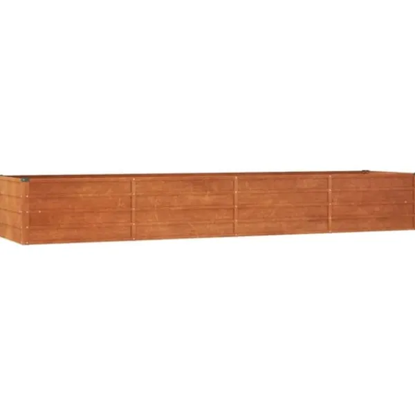 Plantningsbænke^Højbed i cortenstål - Holdbart og rustikt design | Størrelse: 320x80x45 cm | Farve: Rustfarvet