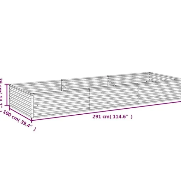 Højbed i cortenstål - Holdbart havebed | Størrelse: 291x100x36 cm | Farve: Brun Plantningsbænke