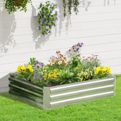 Online Højbed i galvaniseret stål 120x90x30 cm, sølv – til blomster & grøntsager Krukker & Plantebeholdere