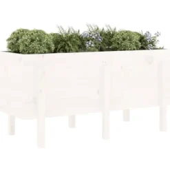 Højbed i massivt fyrretræ - Plantekasse til have og balkon | Størrelse: 121x50x57 cm | Farve: Hvid Plantningsbænke