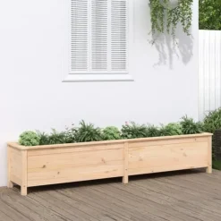 Clearance Højbed i massivt fyrretræ - Plantkasse til have | Størrelse: 199,5x40x39 cm Plantningsbænke