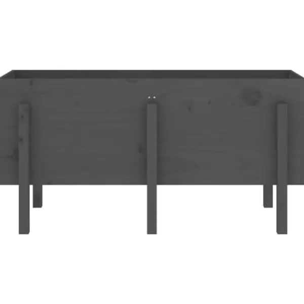 Outlet Højbed i massivt fyrretræ - Dekorativ plantekasse | Størrelse: 121x50x57 cm | Farve: Grå Plantningsbænke