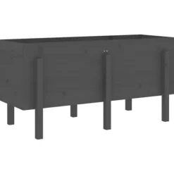 Outlet Højbed i massivt fyrretræ - Dekorativ plantekasse | Størrelse: 121x50x57 cm | Farve: Grå Plantningsbænke