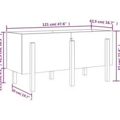 Outlet Højbed i massivt fyrretræ - Dekorativ plantekasse | Størrelse: 121x50x57 cm | Farve: Grå Plantningsbænke