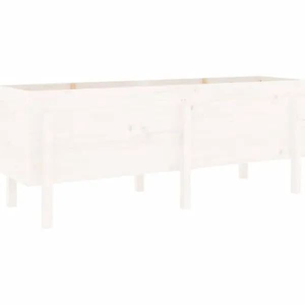 Plantningsbænke^Højbed i massivt fyrretræ - Plantekasse til haven | Mål: 160x50x57 cm | Farve: Hvid