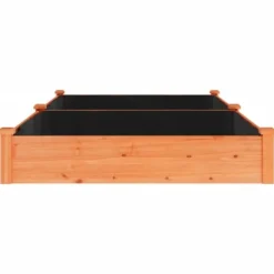 New Højbed i massivt fyrretræ med foring - Plantekasse | Størrelse: 240x120x25 cm | Farve: Brun Plantningsbænke