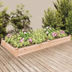 Plantningsbænke^Højbed i massivt fyrretræ med foring - Plantekasse | Størrelse: 240x120x25 cm