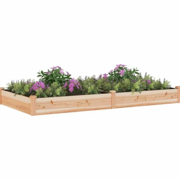 Plantningsbænke^Højbed i massivt fyrretræ med foring - Plantekasse | Størrelse: 240x120x25 cm